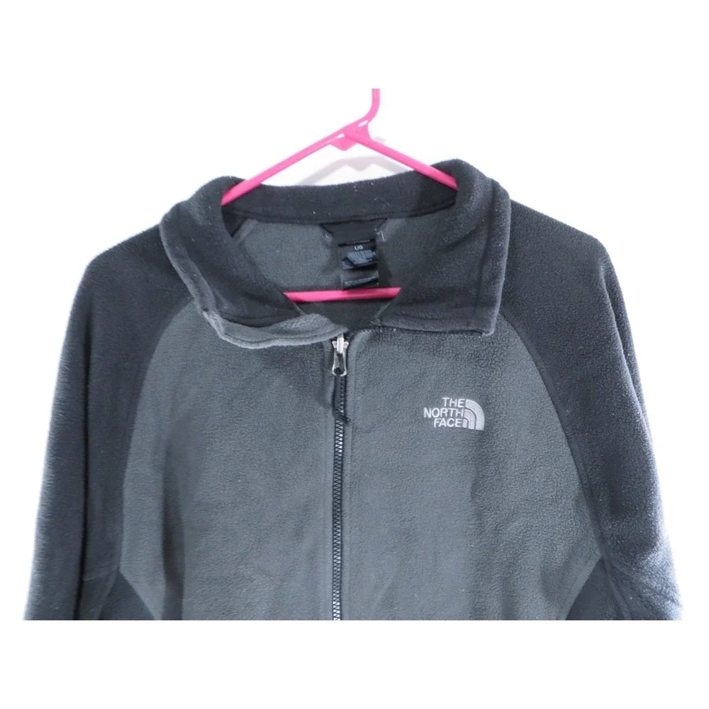 The North Face Mens Full Zip Black Gray Fleece‎ Long Sleeve Jacket Size Large